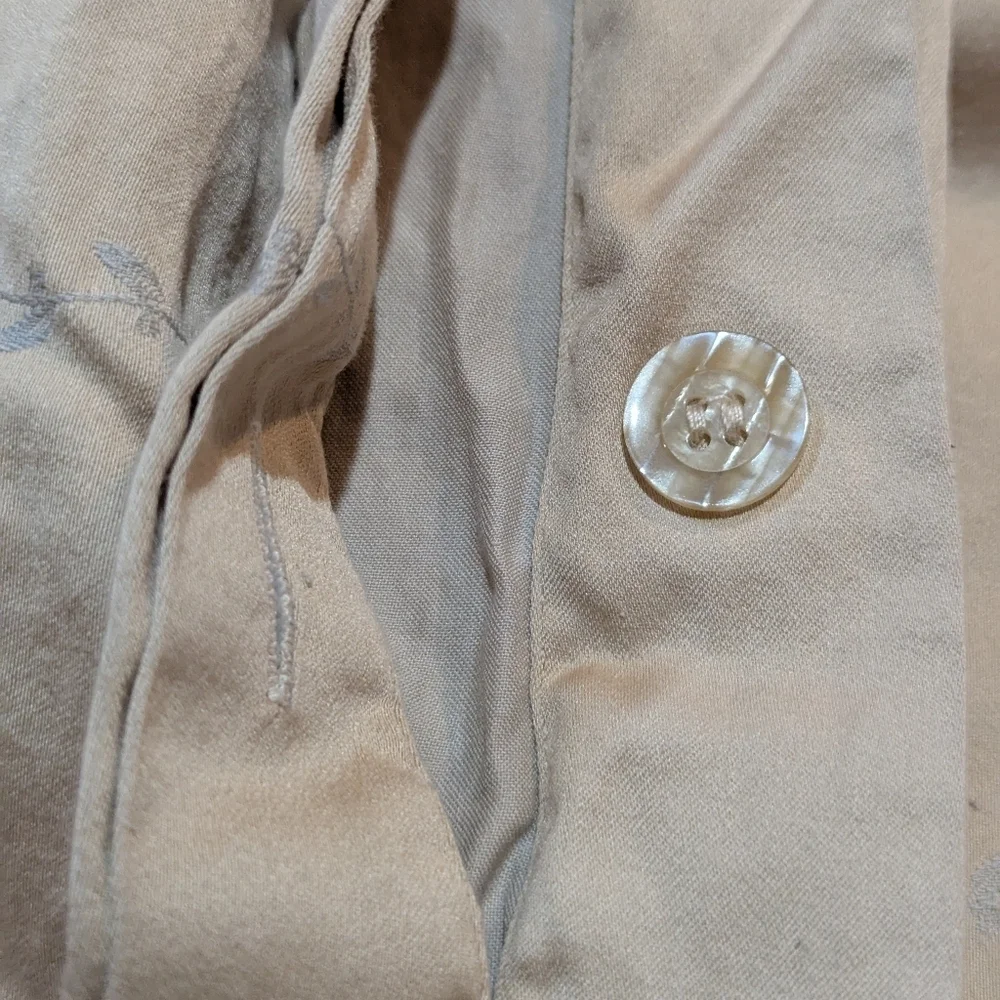 Chambers Luxury Italian Linens Embroidered King Duvet Gold Tan 100% Cotton Vines - Picture 6 of 8